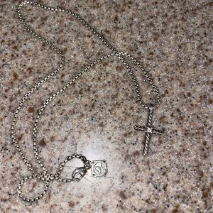 David Yurman cross diamond pendent and 16 inch chain